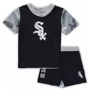 NWT Chicago White Sox MLB - 12 M - T-Shirt and Shorts Set. Black/Gray Camo.